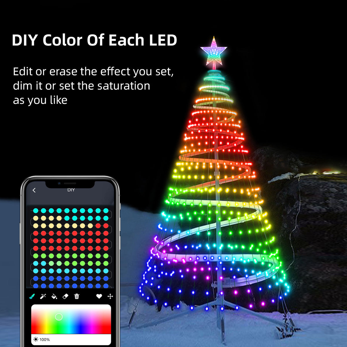 PineDazzle™ Smart Christmas Tree Lights — Change Your Tree From Your Phone